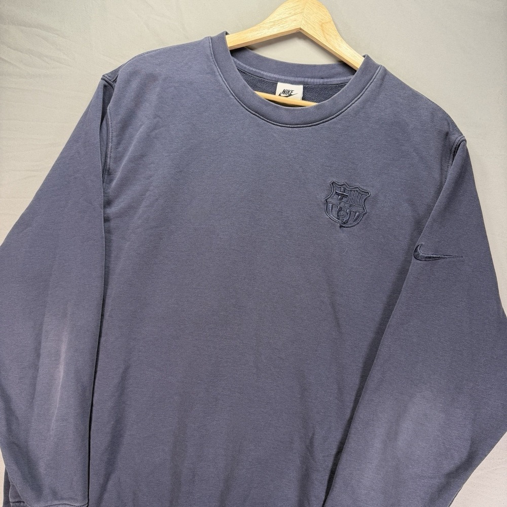 Nine FC Barcelona Sweatshirt Mens Large Blue Crewneck Fleece Soccer Crest